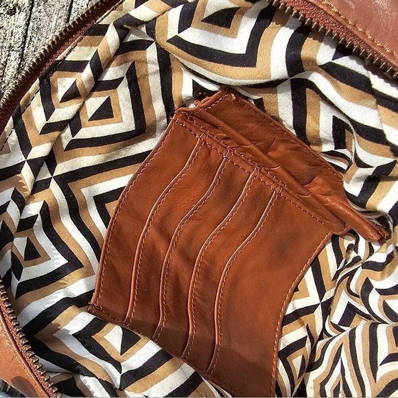 Latico NJ USA Women's Pecan Brown Leather Backpack Pocketbook Tassel Zip Up Tote - Picture 10 of 11